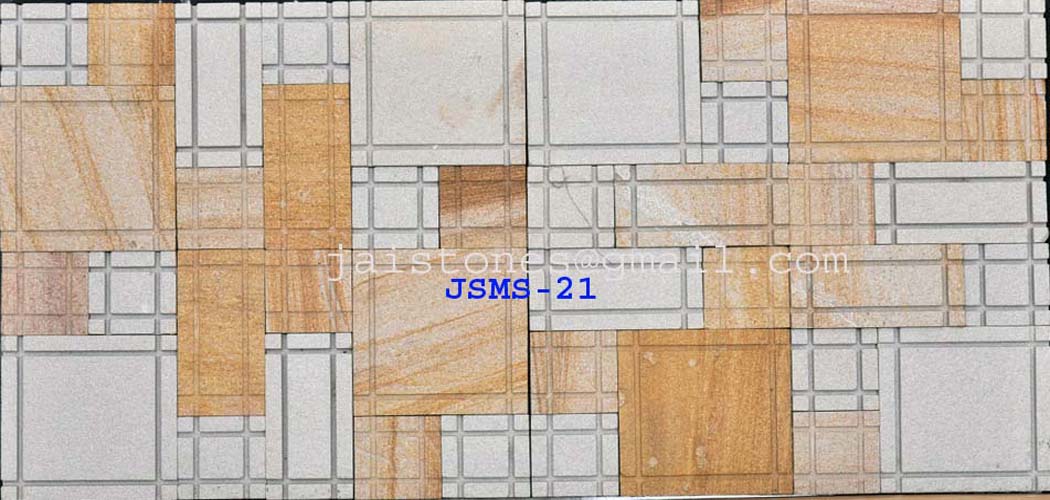 Popular and Latest Linear Pattern with Sandblast Face Stone Mosaic Tiles